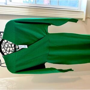 Xtra small knit NY&Co emerald green dress, pencil skirt style.